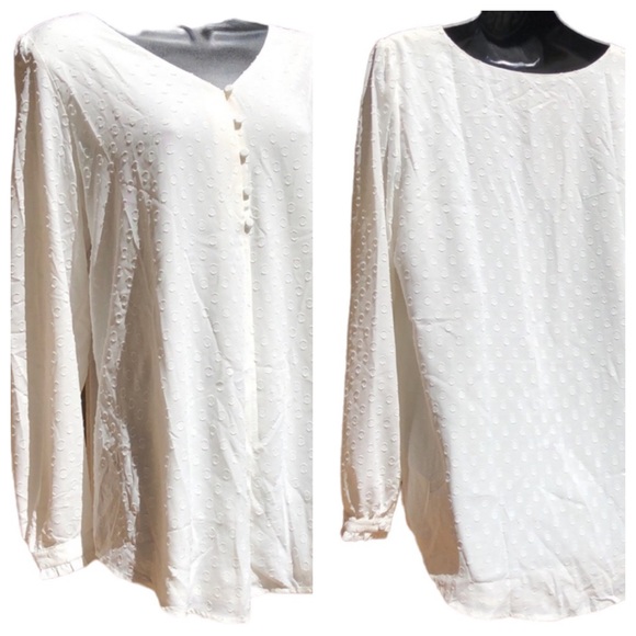 LOFT | clip dot v-neck peasant style blouse in whisper white, medium (maternity) - Picture 3 of 13